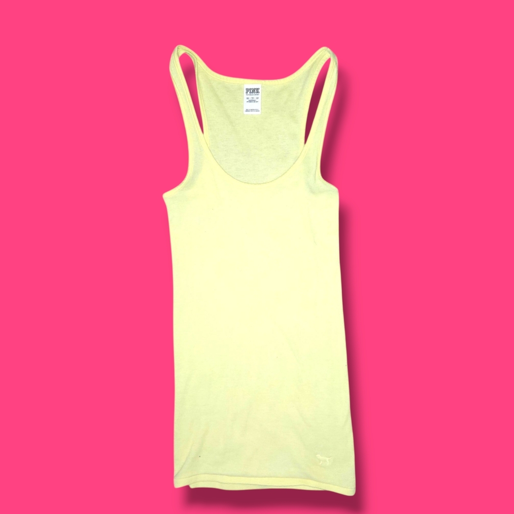 ★VINTAGE★ PINK Victoria's Secret Light Yellow Tank Top